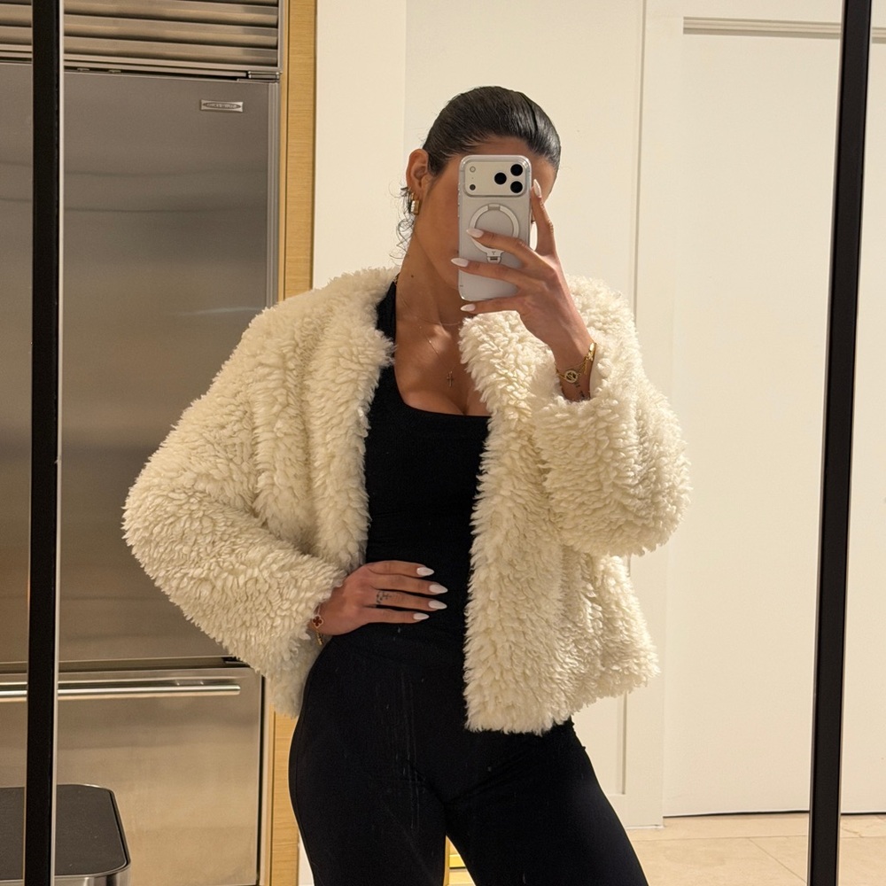 Zara white Faux Fur Jacket
